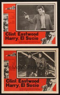 1k476 DIRTY HARRY 2 Mexican LCs '71 c/u of Clint Eastwood pointing gun, Don Siegel crime classic!