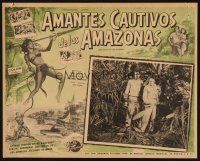 1k354 LOVE-SLAVES OF THE AMAZONS Mexican LC '57 border art of sexy barely-dressed female native!