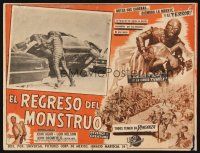 1k381 REVENGE OF THE CREATURE Mexican LC '55 great image of the monster pushing over a car!
