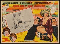 1k393 SOME LIKE IT HOT Mexican LC '59 art of sexy Marilyn Monroe, Tony Curtis & Jack Lemmon in drag