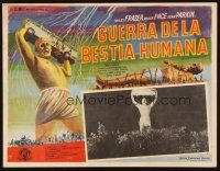 1k417 WAR OF THE COLOSSAL BEAST Mexican LC '58 art & photo of monster holding bus over his head!