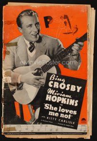 1k249 SHE LOVES ME NOT pressbook '34 art of sexiest Miriam Hopkins, Bing Crosby & Kitty Carlisle!