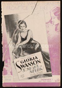 1k264 TONIGHT OR NEVER pressbook '31 Gloria Swanson, David Belasco's great stage success!