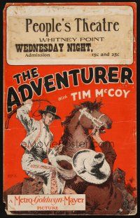 1k085 ADVENTURER WC '28 cool artwork of cowboy Tim McCoy on horseback!