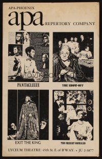 1k086 APA REPERTORY COMPANY stage play WC '68 Pantagleize, Show Off, Exit The King & Cherry Orchard