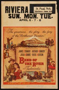 1k092 BEND OF THE RIVER WC '52 art of Jimmy Stewart & Julia Adams, directed by Anthony Mann!