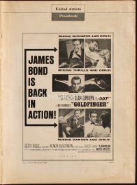1k199 GOLDFINGER pressbook '64 wonderful images of Sean Connery as James Bond 007!