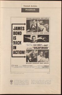 1k200 GOLDFINGER pressbook '64 three great images of Sean Connery as James Bond 007!