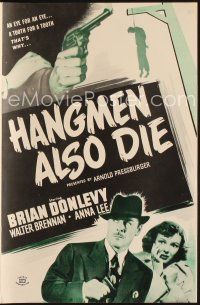 1k204 HANGMEN ALSO DIE pressbook R40s directed by Fritz Lang, Brian Donlevy, Anna Lee