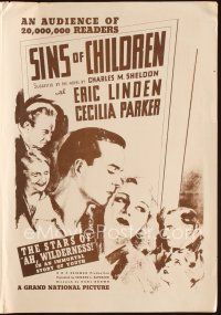 1k207 IN HIS STEPS pressbook R40s Charles M. Sheldon's Sins of Children, Eric Linden