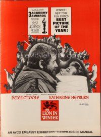 1k219 LION IN WINTER pressbook '68 Katharine Hepburn, Peter O'Toole as Henry II!