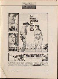 1k229 McLINTOCK pressbook '63 John Wayne, Maureen O'Hara, Yvonne De Carlo