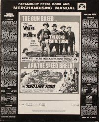 1k253 SONS OF KATIE ELDER/RED LINE 7000 pressbook '68 John Wayne, gun breed... and speed breed!