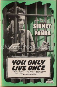 1k272 YOU ONLY LIVE ONCE pressbook R48 Fritz Lang film noir, Henry Fonda, Sylvia Sidney