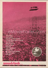 1k084 WOODSTOCK promo brochure '70 legendary rock 'n' roll film, three days of peace, music.& love