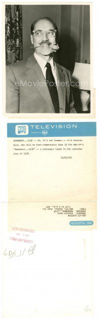 1m241 GROUCHO MARX TV 7.25x9 still '55 hosting Remember...1938 on NBC & posing as Carmen!