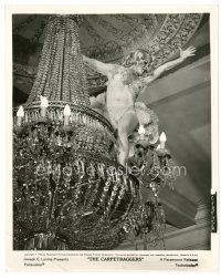 1m090 CARROLL BAKER 8x10 still '63 sexy & barely dressed on chandelier from Carpetbaggers!