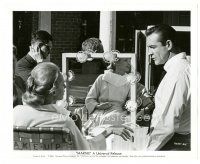 1m425 MARNIE candid 8x10 still '64 Hitchcock, Sean Connery talks to Tippi Hedren in make-up chair!