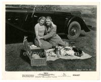 1m562 REBECCA 8x10 still R56 Alfred Hitchcock, Laurence Olivier & Joan Fontaine have picnic by car