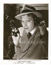 1m628 SORRY WRONG NUMBER 8x10 still '48 close up of concerned Burt Lancaster talking on phone!