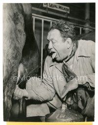 1m715 VICTOR MCLAGLEN 7.25x9.25 news photo '50 he's drinking milk from a cow on his own small farm
