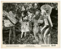 1m734 WIZARD OF OZ 8x10 still R55 Judy Garland, Ray Bolger, Jack Haley & Bert Lahr at witch's sign