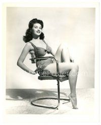 1m748 YVONNE DE CARLO 8x10 still '41 seated in sexy swimsuit from Harvard Here I Come!
