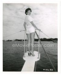 1m749 YVONNE DE CARLO 8x10 still '40s on platform at the front of a ship wearing short shorts!