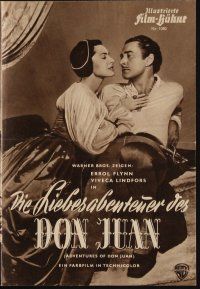 1p158 ADVENTURES OF DON JUAN German program '51 different images of Errol Flynn & Viveca Lindfors!