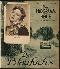 1p080 BLUE FOX German program '38 Viktor Tourjansky's Der Blaufuchs, Zarah Leander, Paul Horbiger
