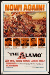 1r029 ALAMO 1sh R67 Brown art of John Wayne & Richard Widmark in the War of Independence!