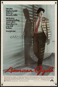 1r043 AMERICAN GIGOLO 1sh '80 handsomest male prostitute Richard Gere is being framed for murder!