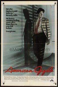 1r044 AMERICAN GIGOLO int'l 1sh '80 handsome male prostitute Richard Gere is framed for murder!