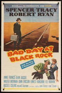 1r077 BAD DAY AT BLACK ROCK 1sh R62 Spencer Tracy tries to find out what did happen to Kamoko!