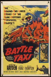 1r088 BATTLE TAXI 1sh '55 Sterling Hayden, Arthur Franz, fiery action art of helicopter rescue!