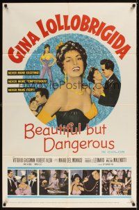 1r091 BEAUTIFUL BUT DANGEROUS 1sh '57 close-up of sexy Gina Lollobrigida!