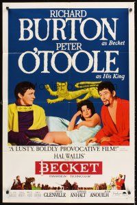1r095 BECKET style B 1sh '64 Richard Burton in the title role, Peter O'Toole, John Gielgud