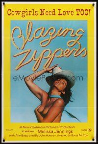 1r128 BLAZING ZIPPERS 1sh '74 Boots McCoy directed, Melissa Jennings as sexy cowgirl!