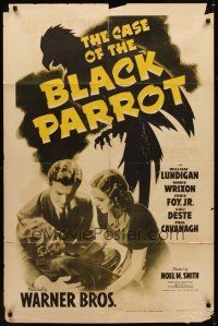 1r178 CASE OF THE BLACK PARROT 1sh '41 William Lundigan, Maris Wrixon, Eddie Foy Jr, dramatic art!