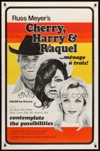 1r191 CHERRY, HARRY & RAQUEL 1sh '69 Russ Meyer, art of sexy man & women in menage a trois!