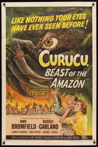 1r225 CURUCU, BEAST OF THE AMAZON 1sh '56 Universal horror, great monster art by Reynold Brown!