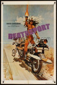 1r241 DEATHSPORT teaser 1sh '78 David Carradine, great artwork of futuristic battle motorcycle!