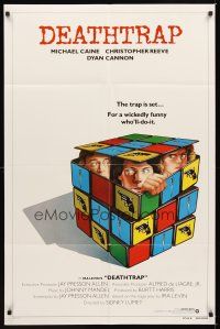 1r242 DEATHTRAP style B 1sh '82 art of Chris Reeve, Michael Caine & Dyan Cannon in Rubik's Cube!