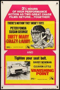 1r261 DIRTY MARY CRAZY LARRY/VANISHING POINT 1sh '75 Peter Fonda, Barry Newman, Susan George!