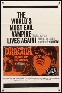 1r276 DRACULA PRINCE OF DARKNESS 1sh '66 great image of vampire Christopher Lee!