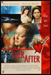 1r311 EVER AFTER style B int'l DS 1sh '98 pretty Drew Barrymore, Anjelica Huston, Cinderella!