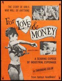 1r358 FOR LOVE & MONEY 1sh '67 industrial espionage, the story of girls who will do anything!