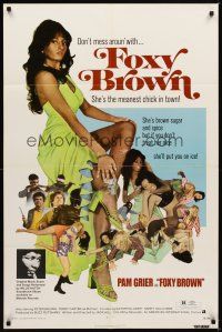 1r367 FOXY BROWN 1sh '74 don't mess w/Pam Grier, meanest chick in town, she'll put you on ice!