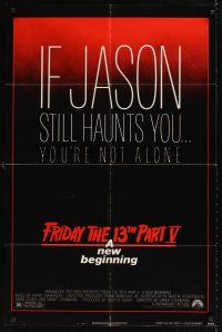 1r368 FRIDAY THE 13th PART V 1sh '85 A New Beginning, Jason still haunts you, slasher horror!