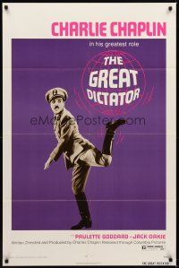 1r407 GREAT DICTATOR 1sh R72 Charlie Chaplin directs and stars, wacky WWII comedy!